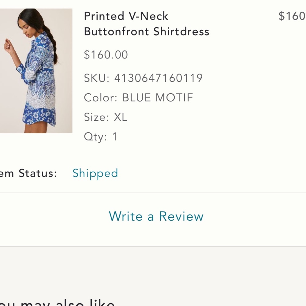 Shirt Dress , white and blue Anthropologie